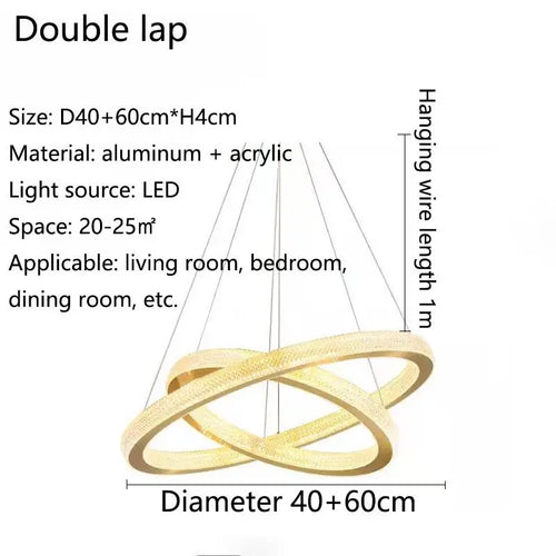lustre en cristal moderne avec anneau à led pour décoration intérieure - vue 7 sur 8
