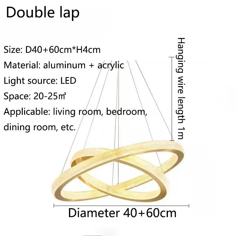 lustre en cristal moderne avec anneau à led pour décoration intérieure - vue 6 sur 8