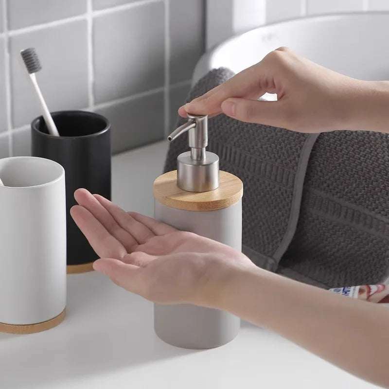 porte-brosse à dents en céramique style nordique avec base en bois - vue 6 sur 22
