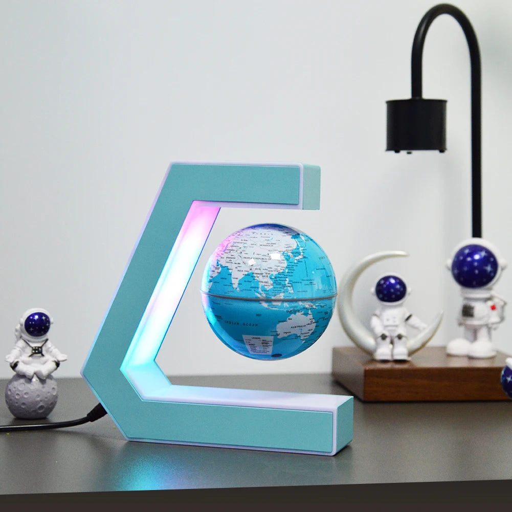 Magnetic Levitating Globe Frame with LED Light Cool Tech Decor Birthday Christmas Gift for Men Boys Boyfriend,Office Desk Gadget - vue 3 sur 7