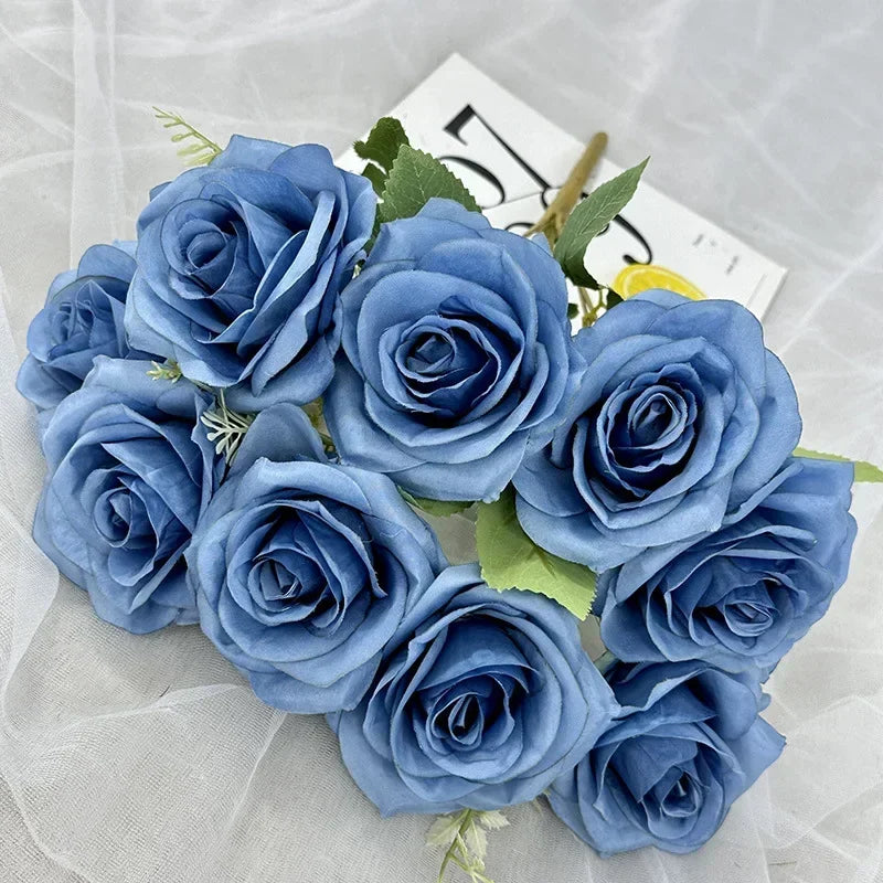 bouquet de roses artificielles en soie pour décoration de mariage - vue 8 sur 15