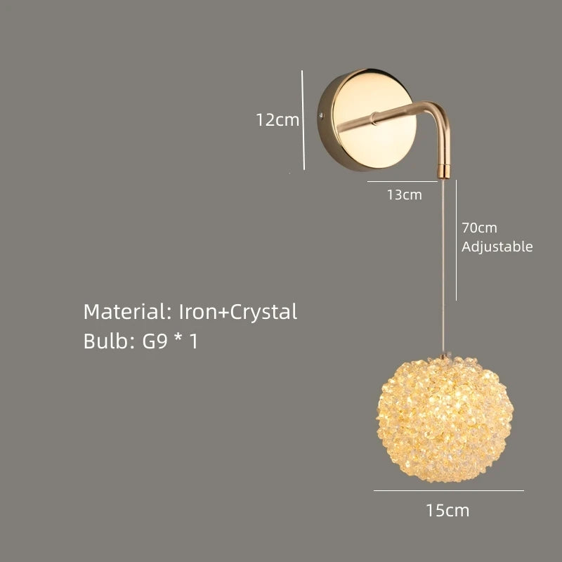 applique murale en cristal et métal doré design élégant pour intérieur moderne - vue 6 sur 10