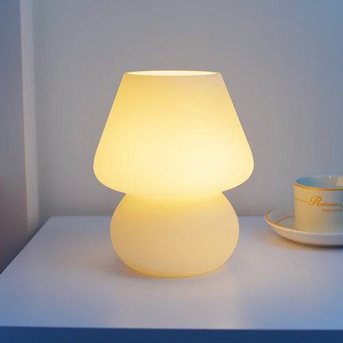 Lampe led verre veilleuse rayée champignon - vue 6 sur 12