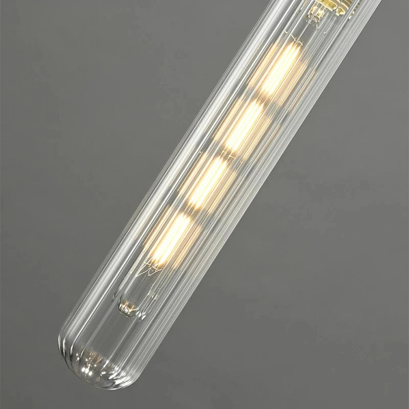 lustre en verre transparent avec cordon réglable en cuivre - vue 7 sur 8