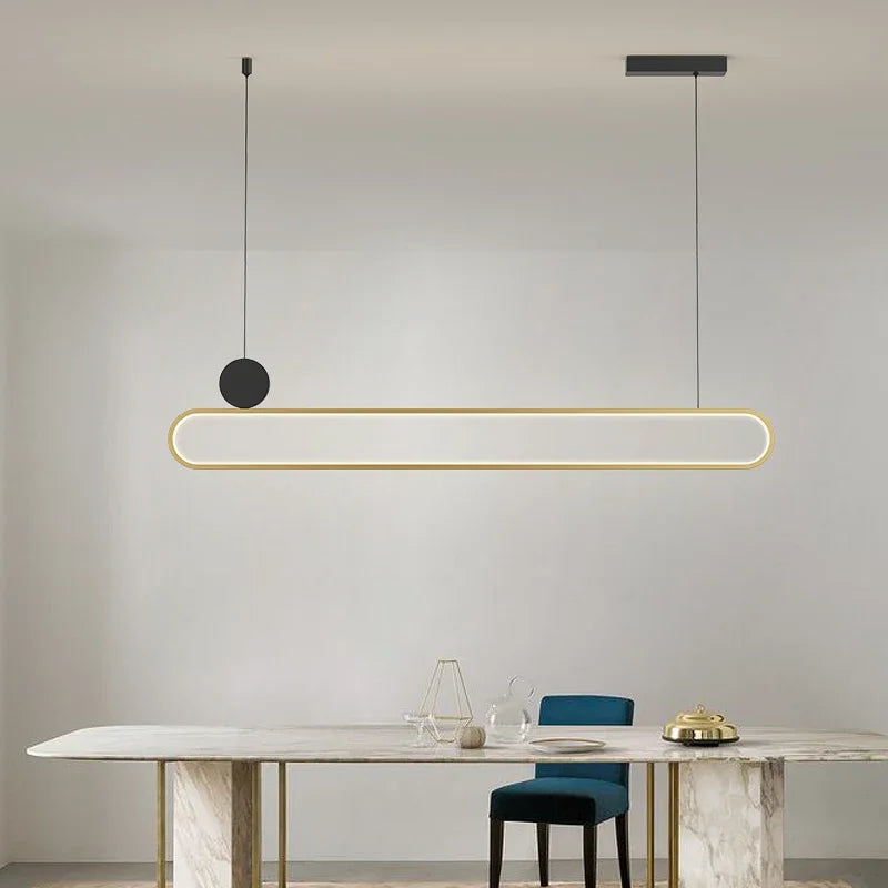 Modern and simple LED dining room chandelier, Nordic gold living room, kitchen lights, bar, meeting room decorative lighting - vue 6 sur 16