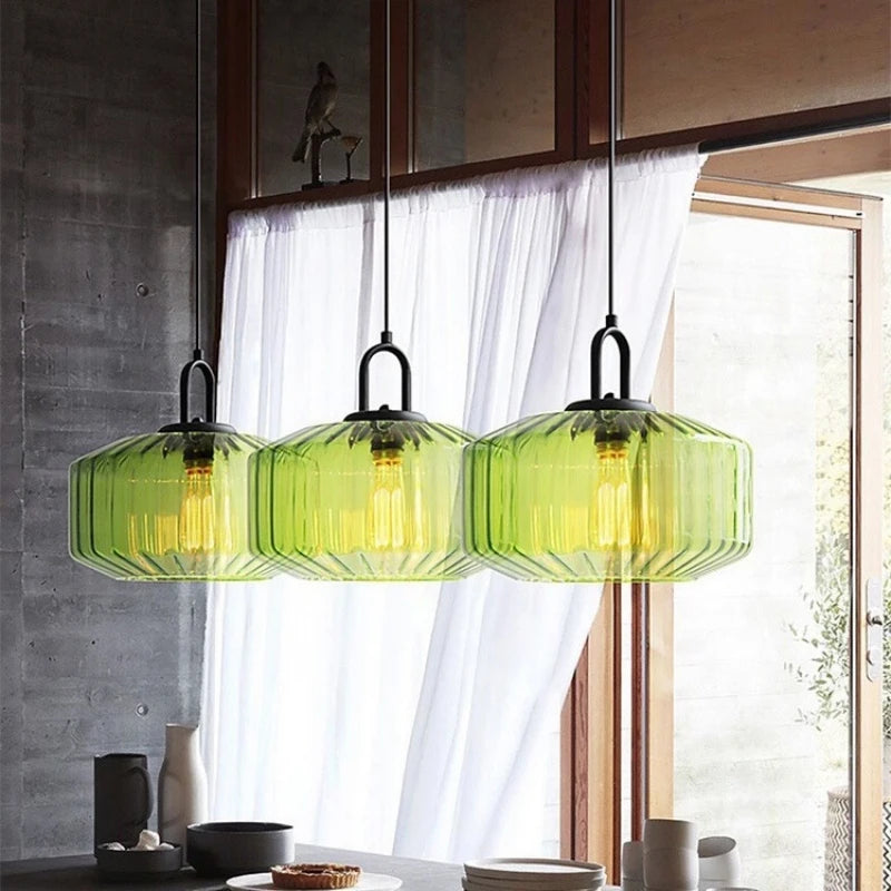 suspension design moderne en verre coloré pour décoration intérieure