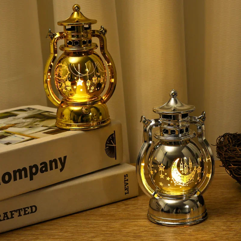 lampe à poser eid mubarak lanterne portable rétro pour décoration festive - vue 4 sur 13