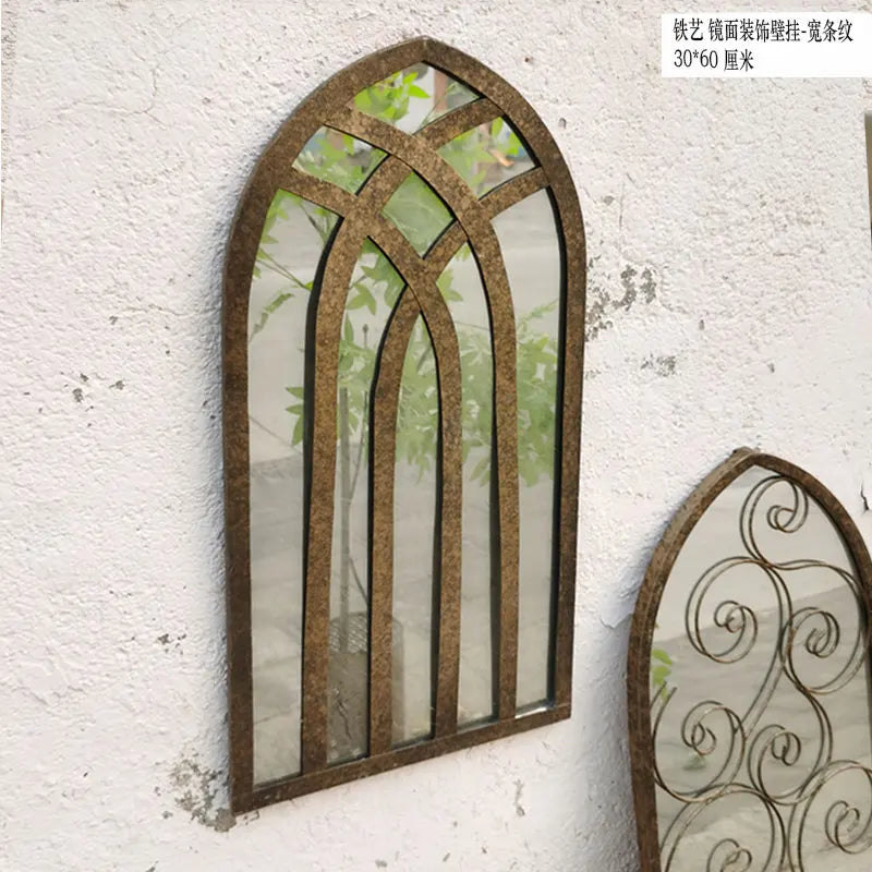 miroirs rétro nordiques en bois pour décoration artisanale murale - vue 6 sur 9