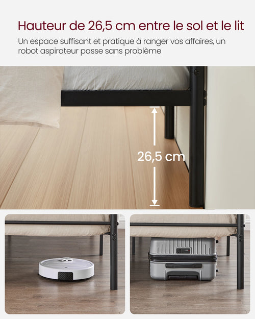 VASAGLE Single Bed Frame, Metal Bed Frame, Fits 90 x 190 cm Mattress, Easy Assembly, for Small Spaces, Guest Room - vue 4 sur 8