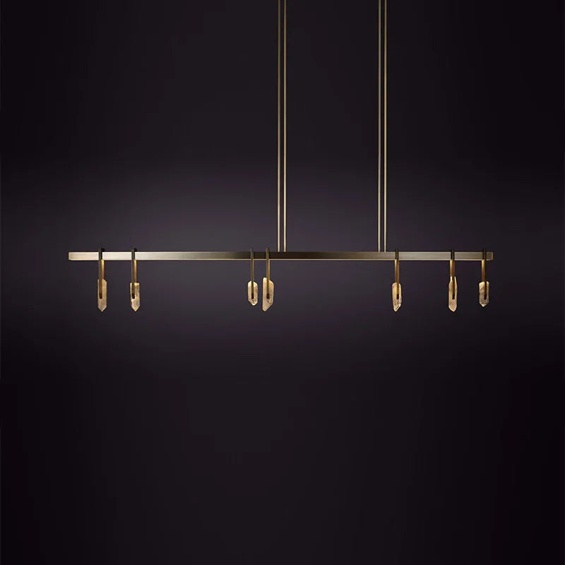 Lustre style design italien cuivre postmoderne LED ronde cristal luxe - vue 7 sur 15