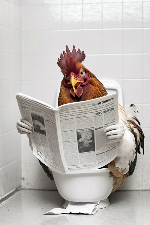 décoration murale humoristique animaux lisant journal toilettes