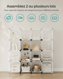 SONGMICS 6 Cube Storage Unit, Modular Plastic Cube Storage Organizer with Feet, Shoe Rack, Each Cube 30 x 30 x 30 cm
