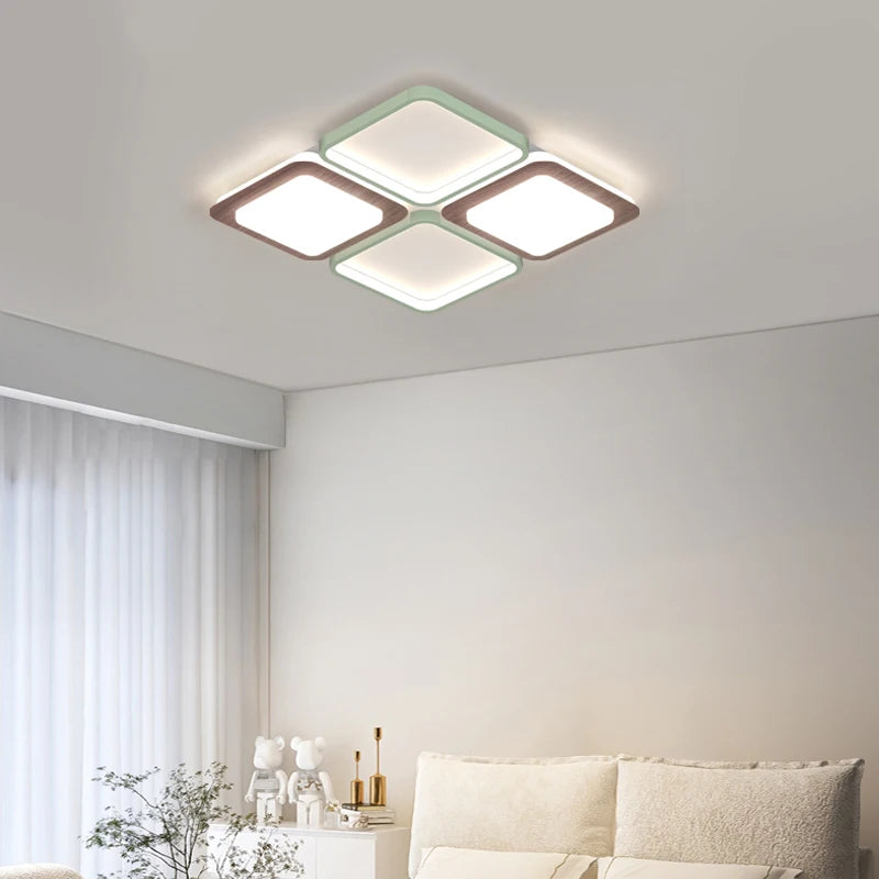 lampe de salon minimaliste carrée à grains de bois - vue 4 sur 18