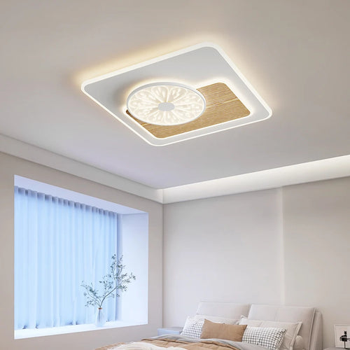 Luxurious minimalist Nordic modern wooden square ceiling light - vue 3 sur 14