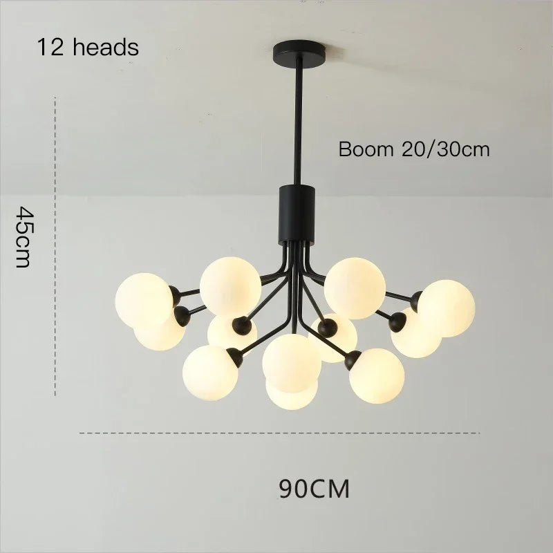 lustre moderne en verre à bulles et fleurs décoratif - vue 9 sur 12