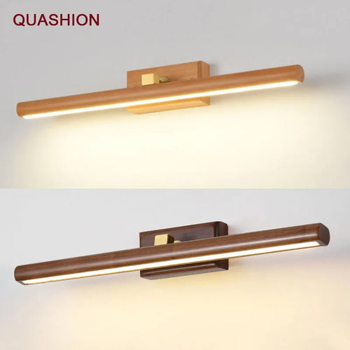 lampe de miroir scandinave en noyer noir led applique murale