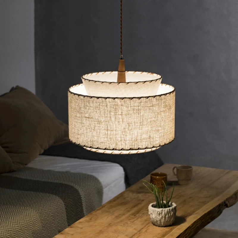 Lustre tissu Bohême Wabi Sabi fait à la main salon salle à manger magasins bureau hôtel appartement - vue 4 sur 8
