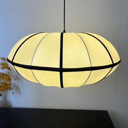 Nordic fabric lantern silk Zen pendant light, living room interior decoration, Japanese beige lantern pendant light - vue 2 sur 10