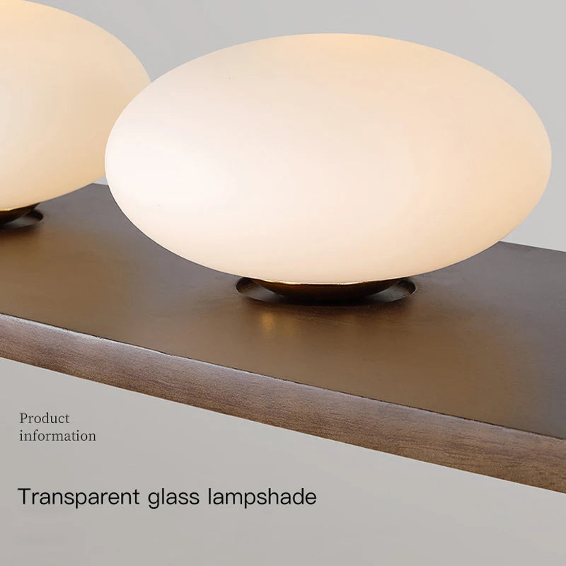 lustre en bois massif avec suspension en verre artistique - vue 6 sur 8
