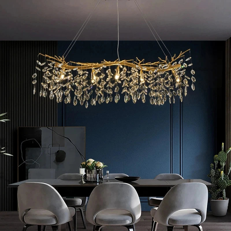 lustre en cristal de luxe pour décoration intérieure élégante