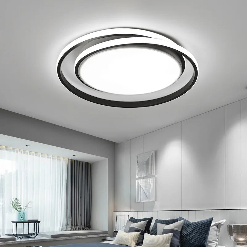 lustre led rond télécommandé style moderne simple - vue 4 sur 9