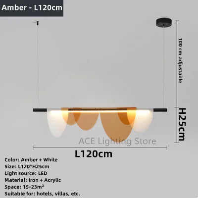 Lustre acrylique moderne nordique Led en verre coloré - vue 11 sur 10