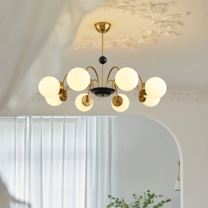 lustre moderne bauhaus magic bean style français crème luxe - vue 6 sur 16