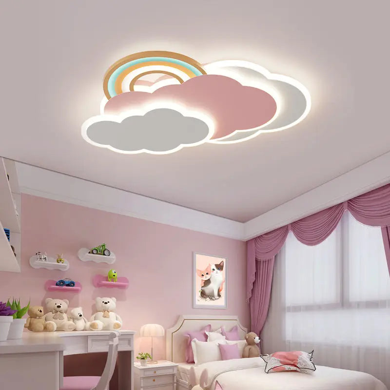 plafonnier nuage arc-en-ciel romantique pour princesse avec télécommande en option - vue 5 sur 8