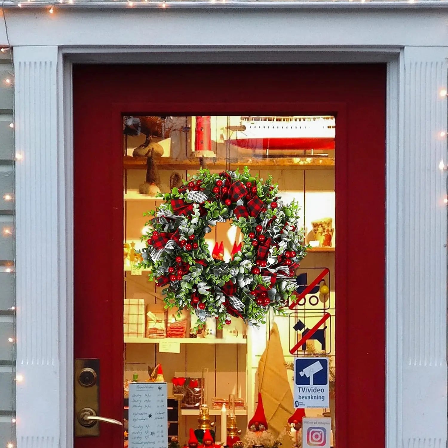 couronne de porte faite à la main pour décorations de fêtes - vue 5 sur 6