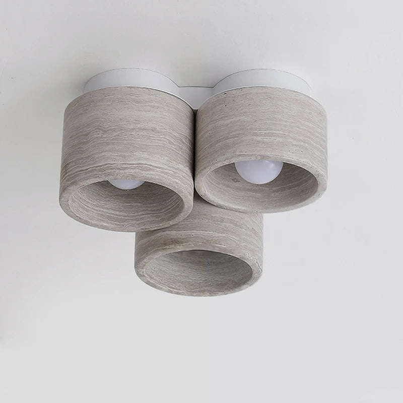plafonnier led moderne 3 têtes en pierre de grain de bois wabi sabi