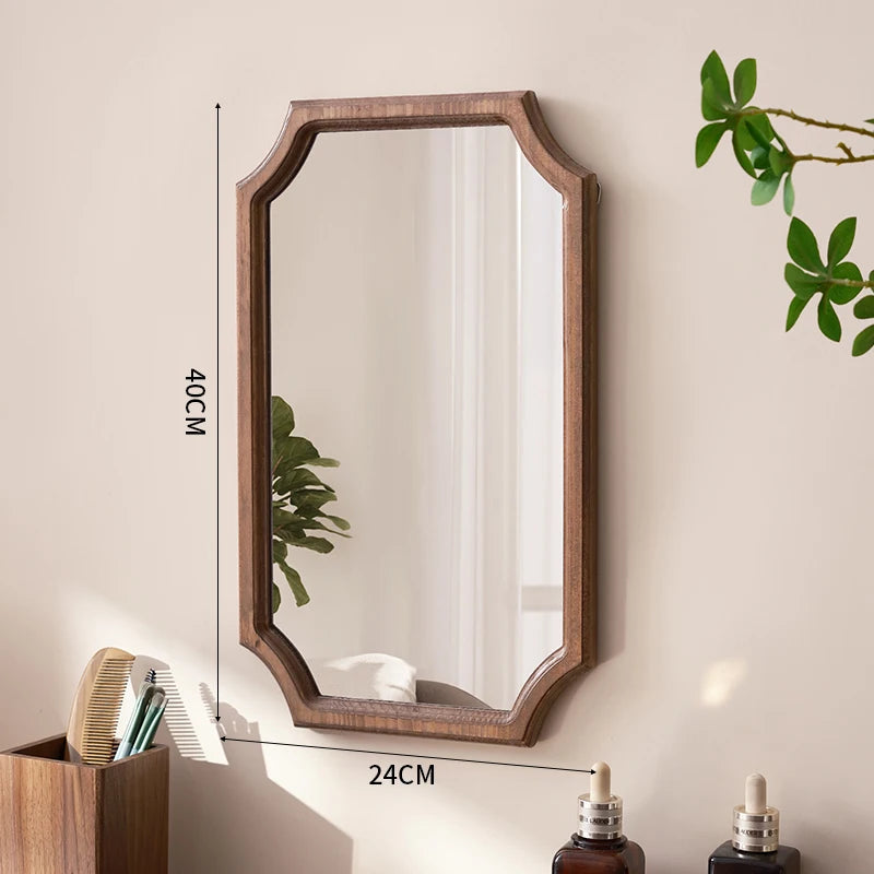 miroir vintage en bois massif pour maquillage étanche et antirouille - vue 15 sur 15