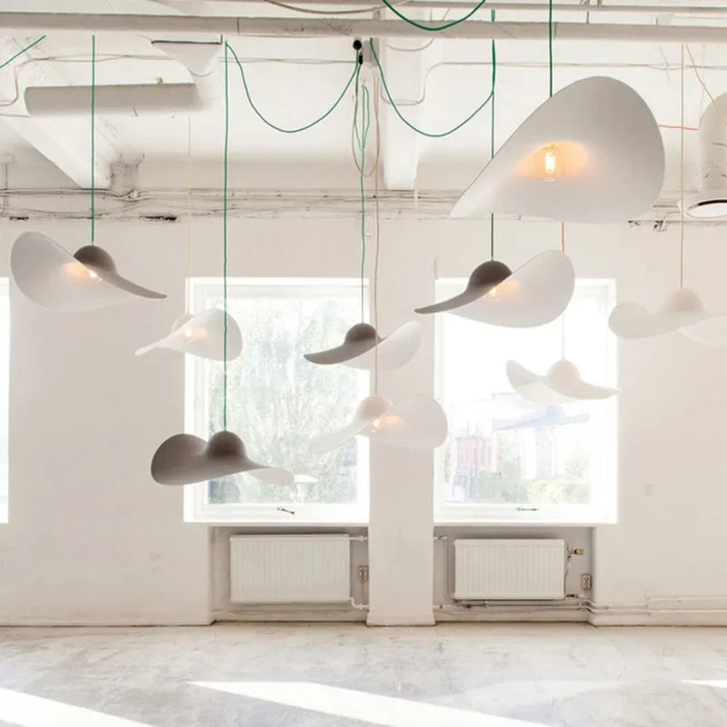 Felt Pendant Lamps Nordic Hat Chandelier Ceiling Hanging Light for Living Dining Room Bedroom - vue 5 sur 12