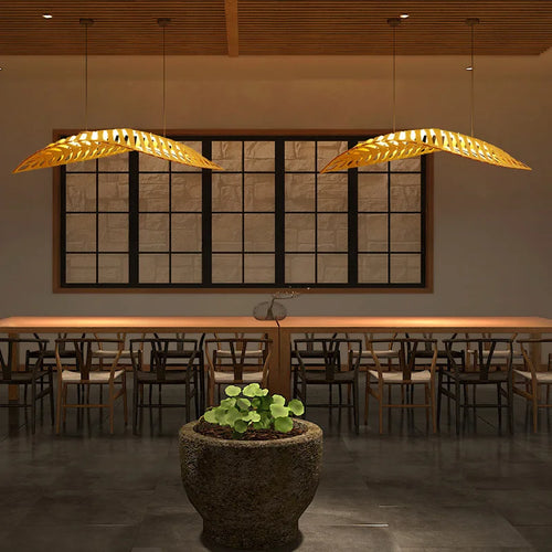 Lustre design en bois à chevrons d'art moderne