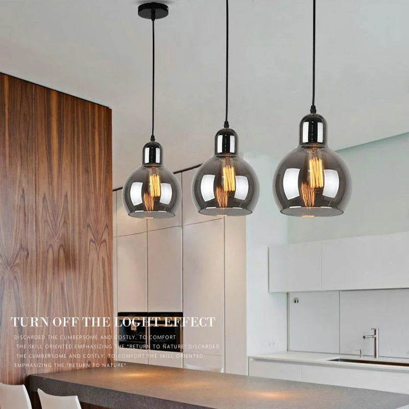 suspension led en verre nordique pour éclairage de table - vue 5 sur 8