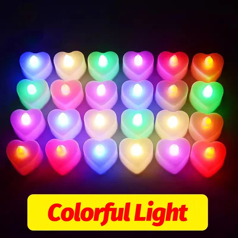 bougies led sans flamme décoration fête mariage noël en forme de cœur - vue 12 sur 14