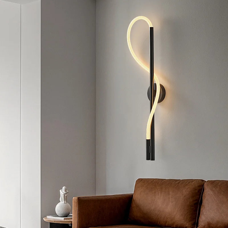 applique murale led en acier inoxydable 	 style tube acrylique - vue 4 sur 9