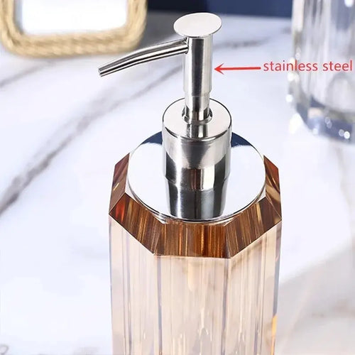 distributeur de savon liquide en cristal transparent pour salle de bain - vue 4 sur 6