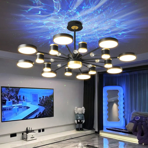 lustre led d'aurores boréales en cristal luxueux suspendu au plafond - vue 2 sur 16