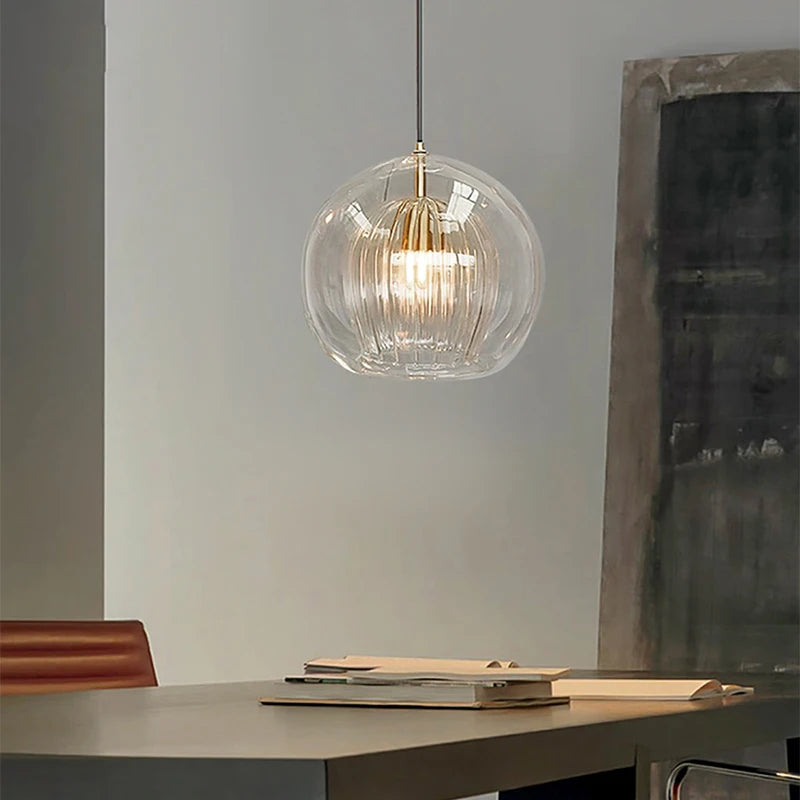 Suspension design boule nordique moderne en verre créative