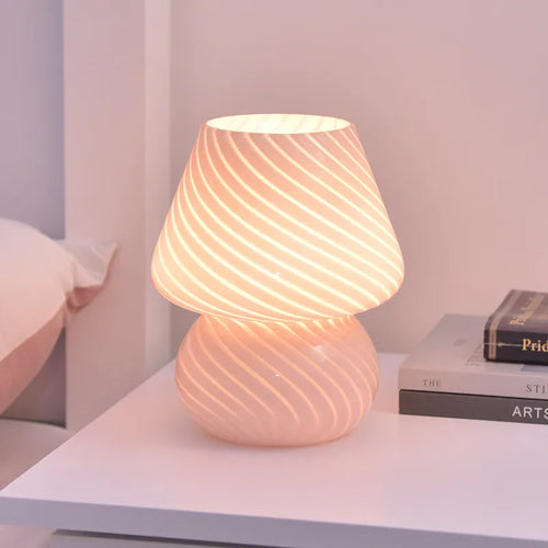 Lampe led verre veilleuse rayée champignon - vue 10 sur 12