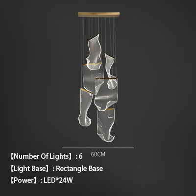 lustre en acrylique à led design pour décoration intérieure moderne - vue 12 sur 14