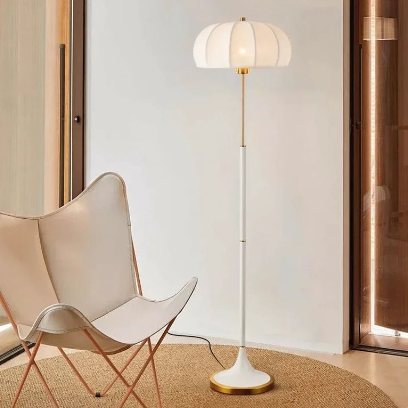 lustre design nordique lampadaire rétro en tissu avec lumière led - vue 7 sur 13
