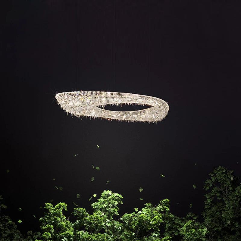 lustre créatif élégant en cristal transparent pour intérieur