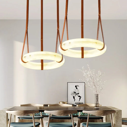 lustre led en cuivre et marbre naturel luxueux minimaliste