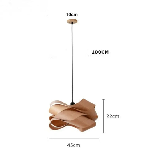 Vintage Chinese style bamboo and wood pendant LED light for bedroom, living room or dining table - vue 13 sur 19