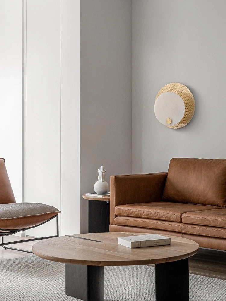 applique minimaliste en marbre et cuivre avec led - vue 5 sur 10