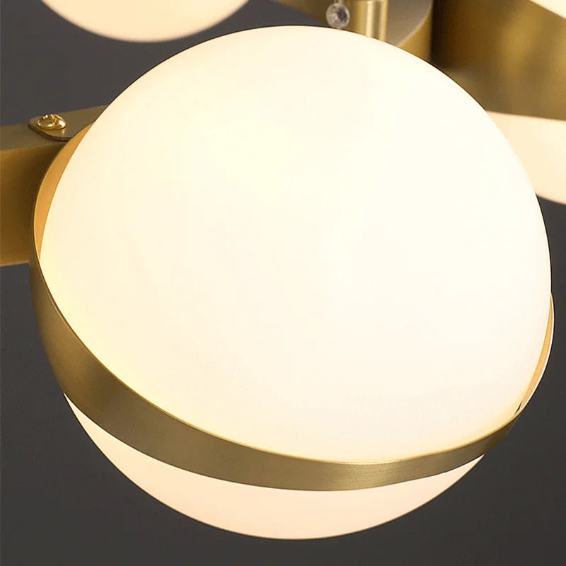 lustre nordique de luxe en cuivre avec anneau décoratif - vue 6 sur 9