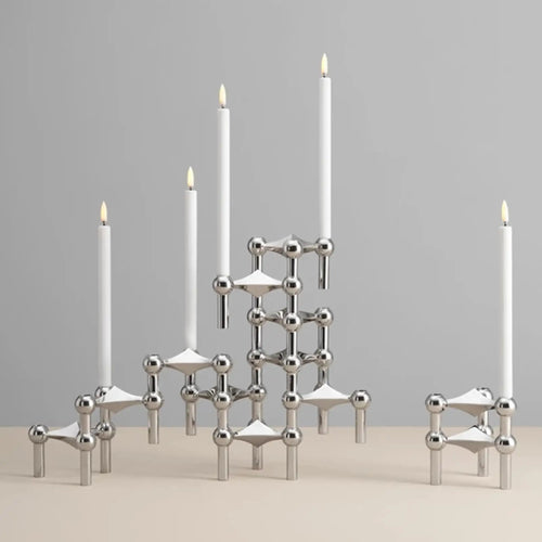 bougeoir à structure moléculaire en métal design nordique décoratif - vue 4 sur 6