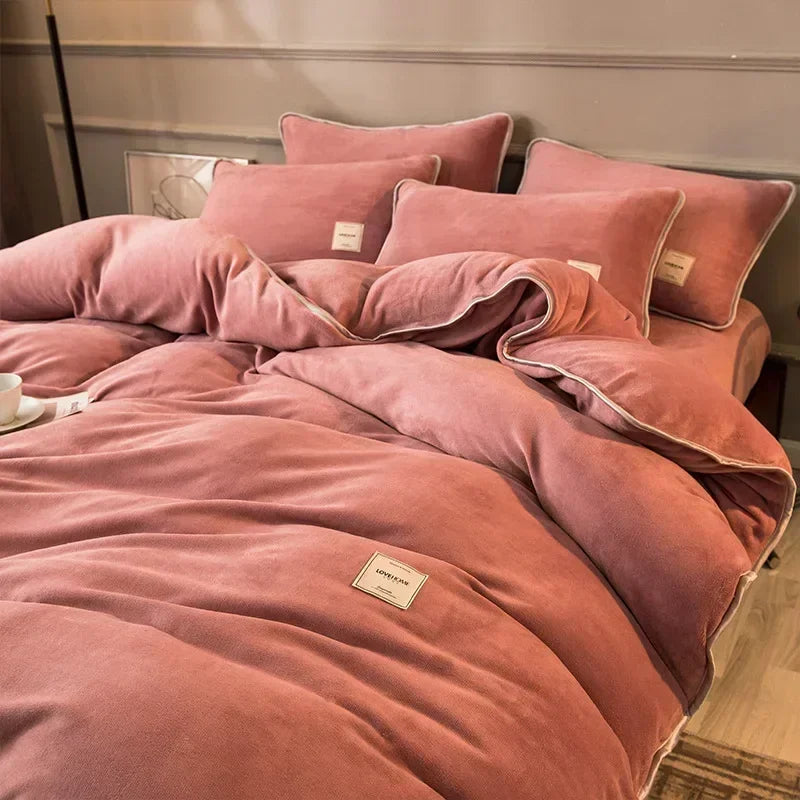 housse de couette en velours corail douce et moelleuse