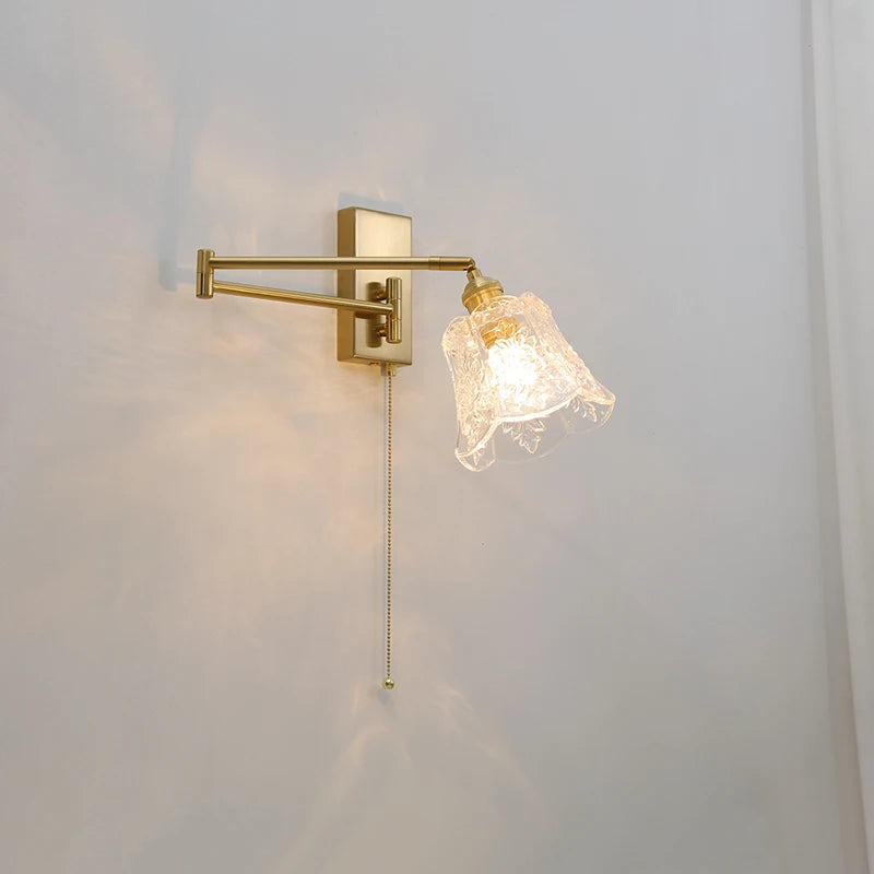 IWHD tirer chaîne verre applique murale LED applique bras gauche droite rotation chambre salon lumières nordique moderne à côté lampe Wandlamp - vue 7 sur 23